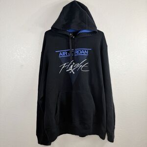 Nike Air JORDAN Flight Pullover Sweatshirt Hoodie XL Black Blue Jumpman